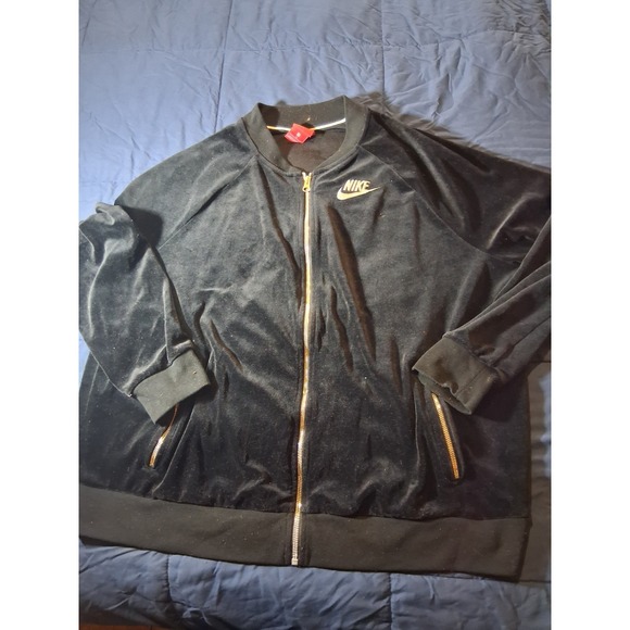 Nike Pants - Vintage Y2K Nike Women's ‎ Charcoal Black Sportswear Velour Track Jacket Sz 2XL